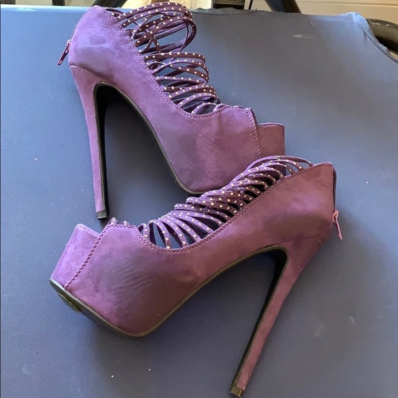 Vintage bebe purple suede high heel strappy - Picture 8 of 9
